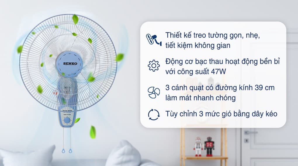 Ảnh Quạt treo tường Senko 3 cánh TC1626 47W