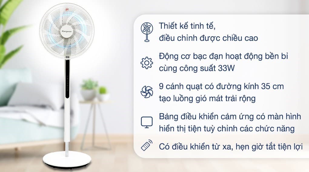 Ảnh Quạt đứng Kangaroo 9 cánh DC inverter KG729 33W