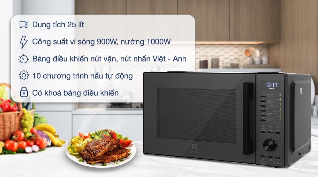 Ảnh Lò vi sóng có nướng Electrolux EMG25D22BM 25 lít
