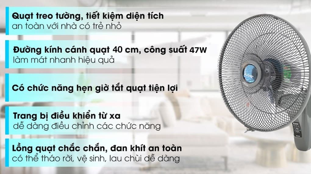 Ảnh Quạt treo tường Mitsubishi Electric 3 cánh W16-RA CY-GY 47W
