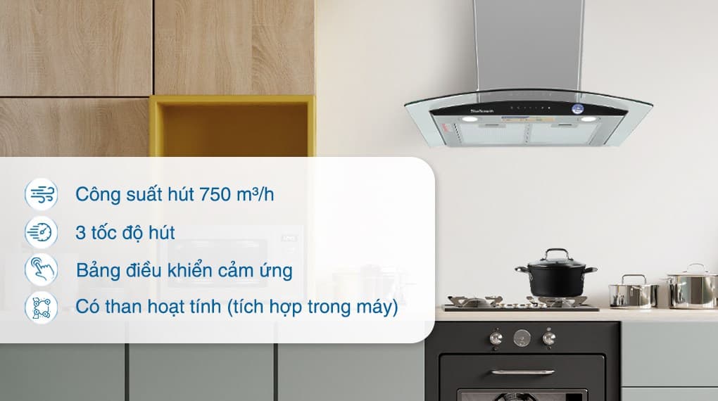 Ảnh Máy hút mùi kính cong BlueStone HOB-8735