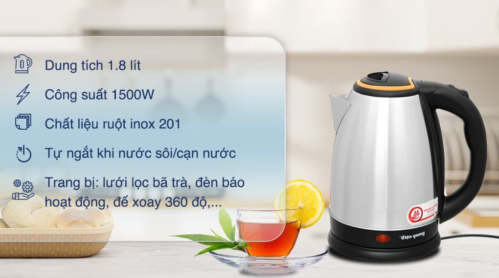 Ảnh Bình đun siêu tốc Điện Quang 1.8 lít ĐQ EKT06 1518 BL