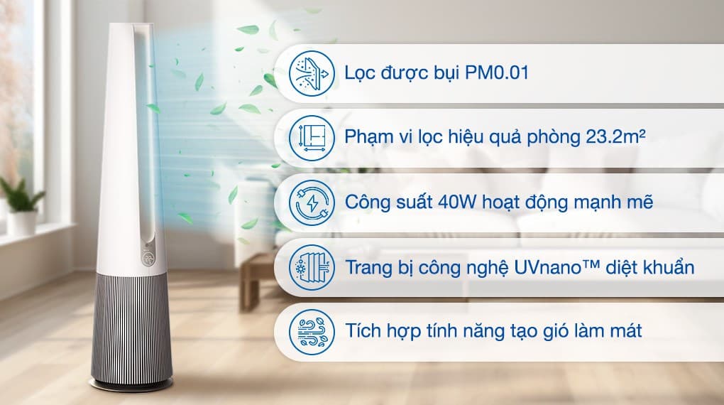 Ảnh Máy lọc không khí LG PuriCare AeroTower Hit FS15GPBK0.ABAE 40W