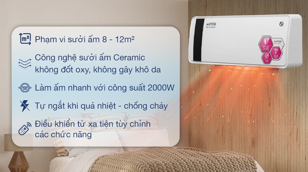 Ảnh Máy sưởi gốm Ceramic Mutosi MCH-2000