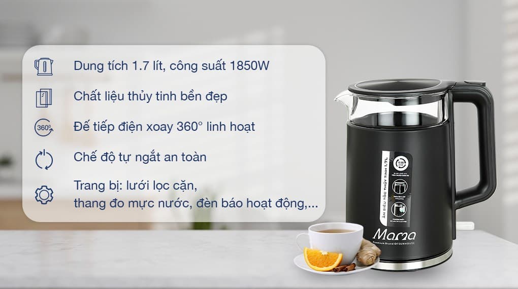 Ảnh Bình đun siêu tốc Sunhouse Mama 1.7 lít SHD1330