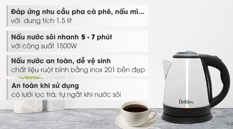 Ảnh Bình đun siêu tốc Delites 1.5 lít ST15S01