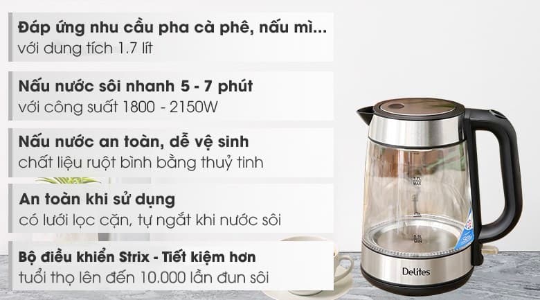 Ảnh Bình đun siêu tốc Delites 1.7 lít FD-625