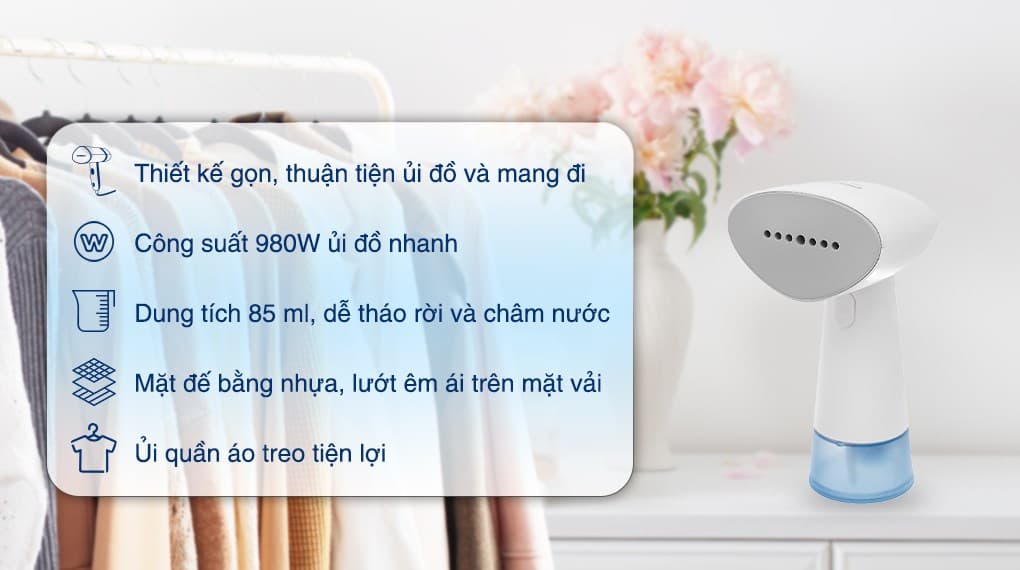 Ảnh Bàn ủi hơi nước cầm tay Philips STH1000/10 980W