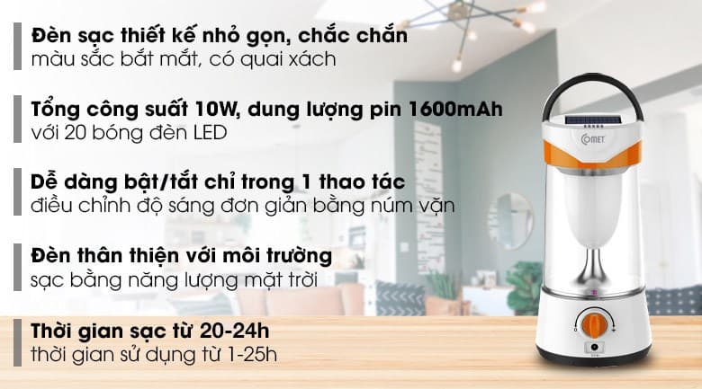Ảnh Đèn sạc năng lượng mặt trời Comet CRL3103S