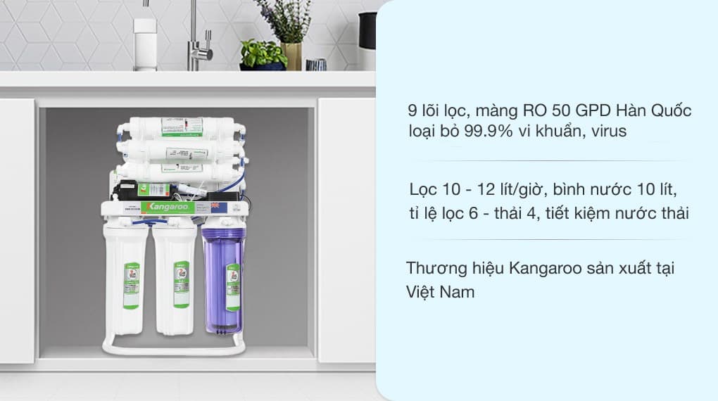 Ảnh Máy lọc nước RO Hydrogen Kangaroo KGRP09HQ 9 lõi