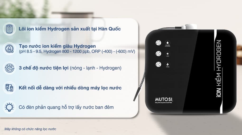 Ảnh Máy chuyển đổi nước RO tạo nước nóng lạnh ion kiềm Hydrogen Mutosi MD-199H 1 lõi