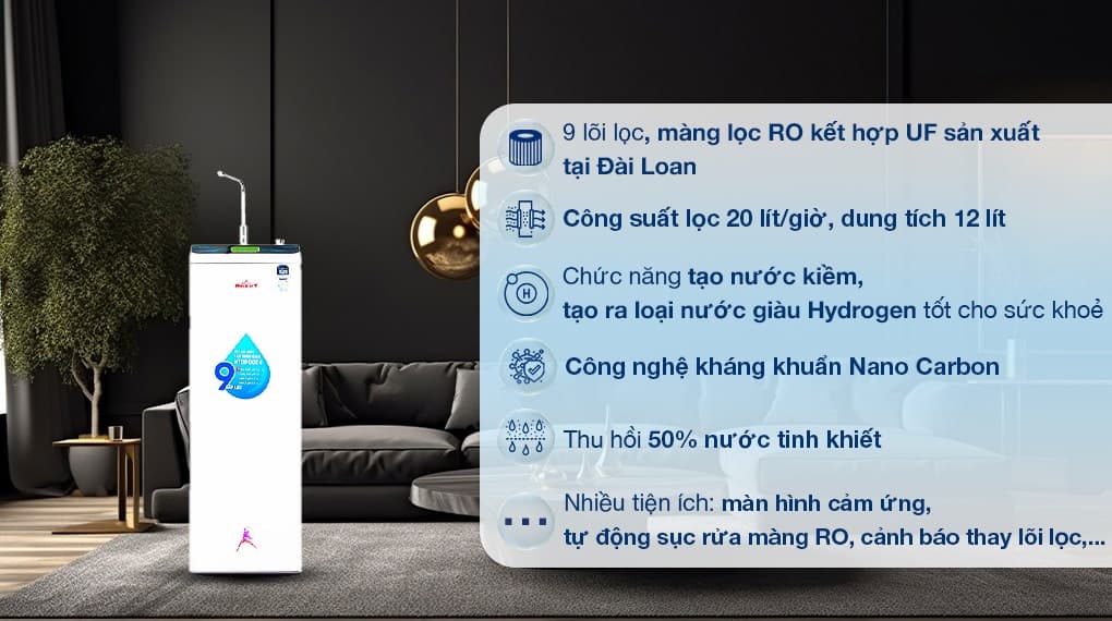 Ảnh Máy lọc nước RO nóng nguội Hydrogen ROBOT HydroMegaPlus-9X 9 lõi