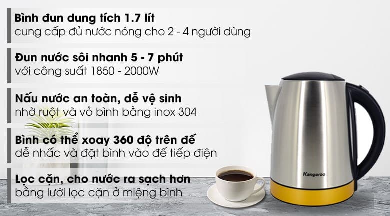 Ảnh Bình đun siêu tốc Kangaroo 1.7 lít KG642