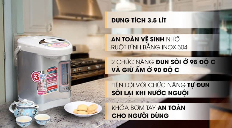 Ảnh Bình thủy điện Sunhouse SH 1535 3.5 lít