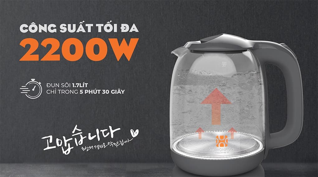 Ảnh Bình đun siêu tốc Hawonkoo 1.7 lít KEH-170-GR