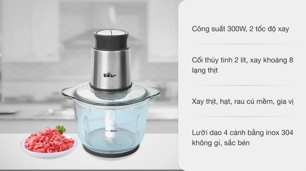 Ảnh Máy xay thịt đa năng Bear QSJ-B03Y7 300W 2 lít
