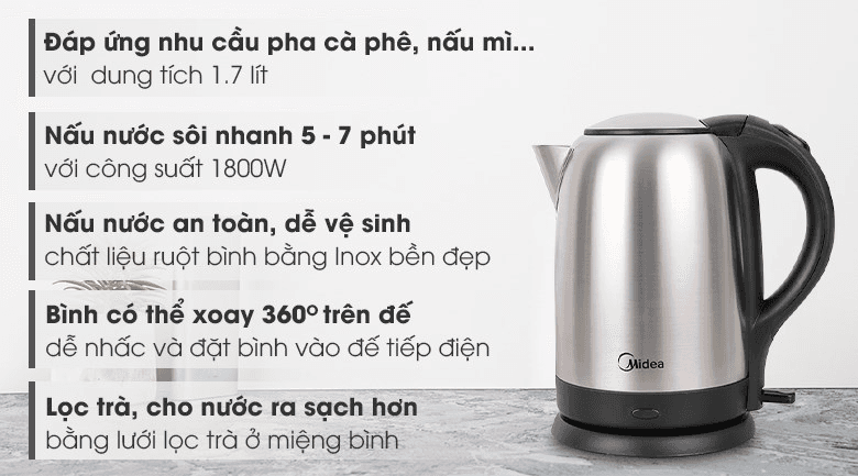 Ảnh Bình đun siêu tốc Midea 1.7 lít MK-17SS