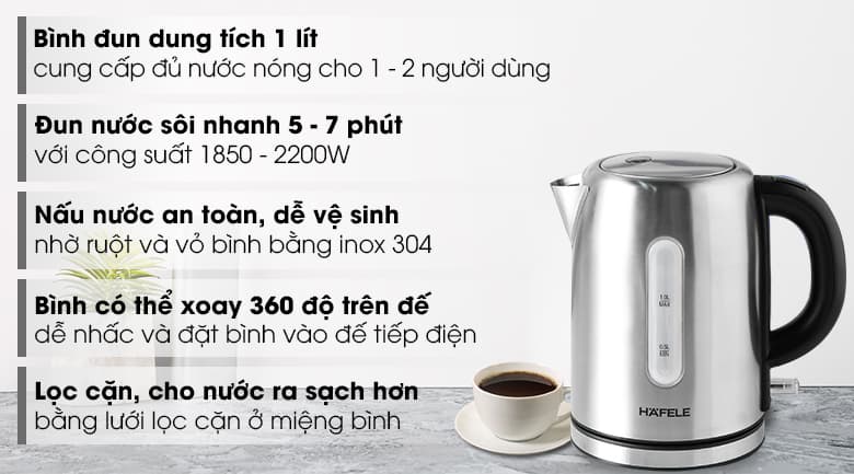 Ảnh Bình đun siêu tốc Hafele 1 lít T-9017 (535.43.730)