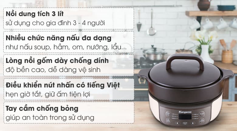 Ảnh Nồi hầm dưỡng sinh Kangaroo KG3SC1 3 lít