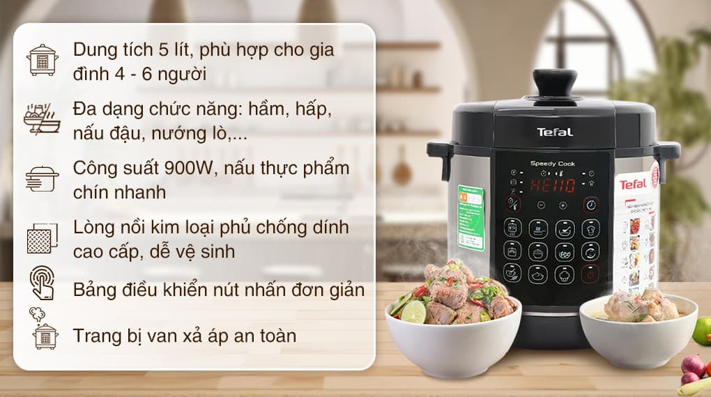 Ảnh Nồi áp suất điện Tefal Speedy Cook CY222D68 5 lít