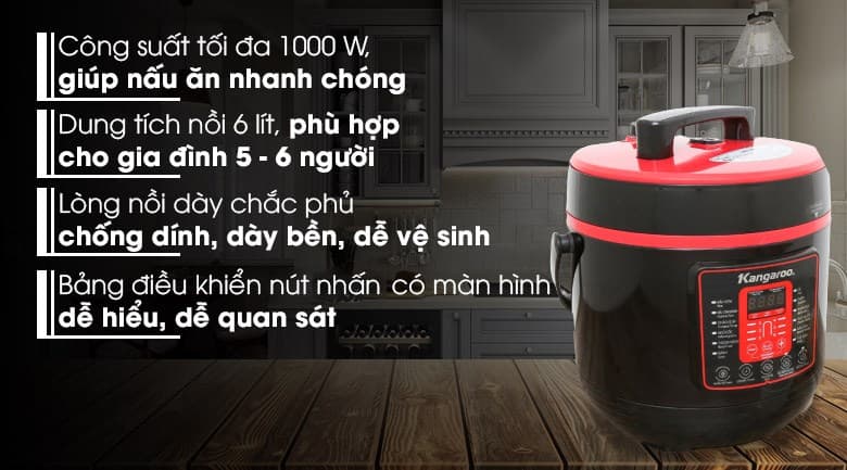 Ảnh Nồi áp suất điện Kangaroo KG6P2 6 lít