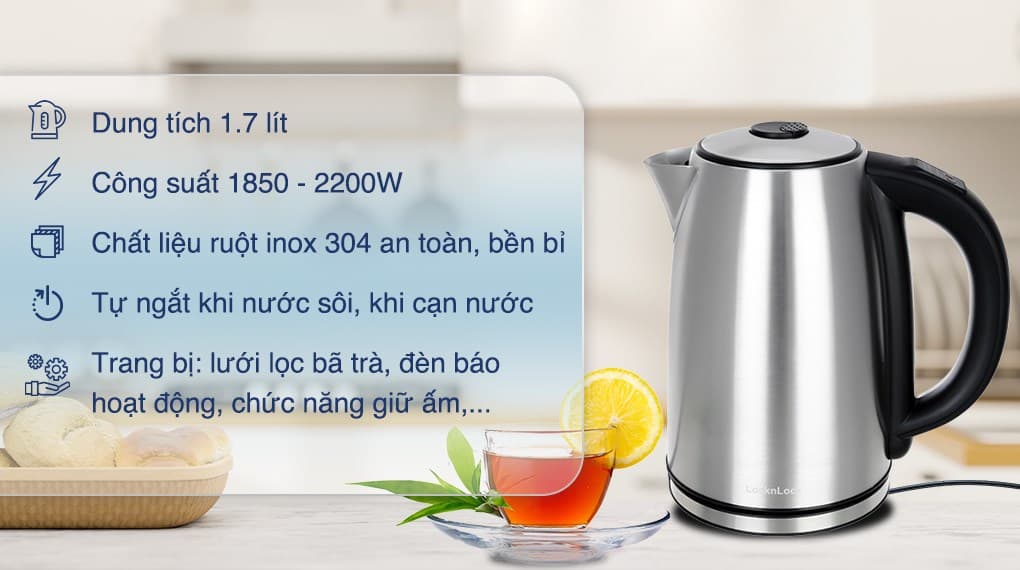 Ảnh Bình đun siêu tốc Lock&Lock 1.7 lít EJK136SLV