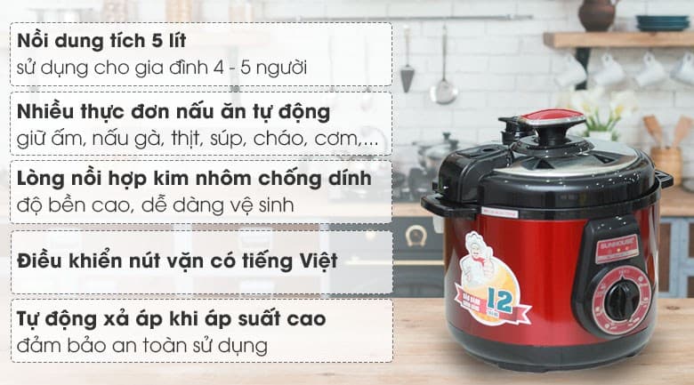 Ảnh Nồi áp suất điện Sunhouse SHD-1552 5 lít