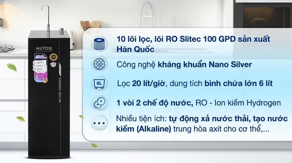 Ảnh Máy lọc nước RO Hydrogen ion kiềm Mutosi MP-S1001H 10 lõi