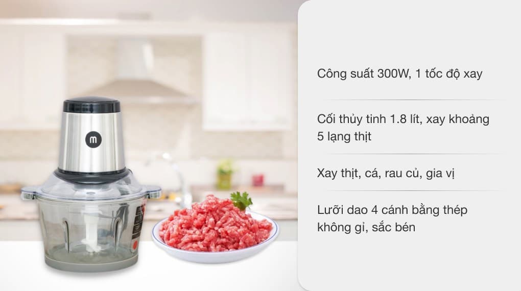 Ảnh Máy xay thịt đa năng Mishio MK-135 300W 1.8 lít