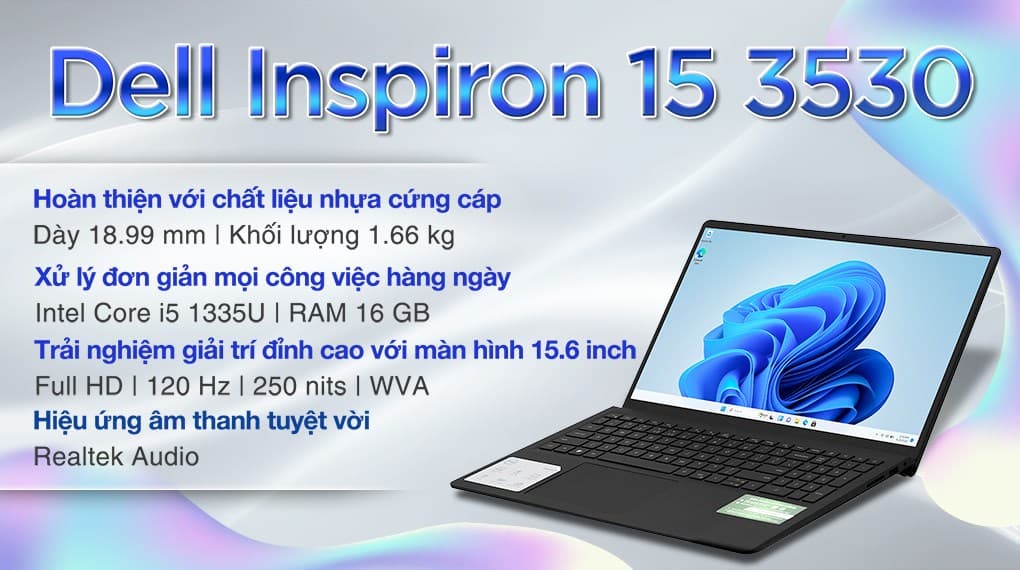Ảnh Laptop Dell Inspiron 15 3530 i5 1335U/16GB/512GB/120Hz/OfficeHS/Win11 (N5I5791W1)