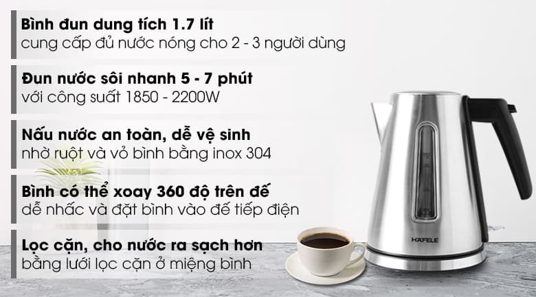 Ảnh Bình đun siêu tốc Hafele 1.7 lít T-907B (535.43.731)