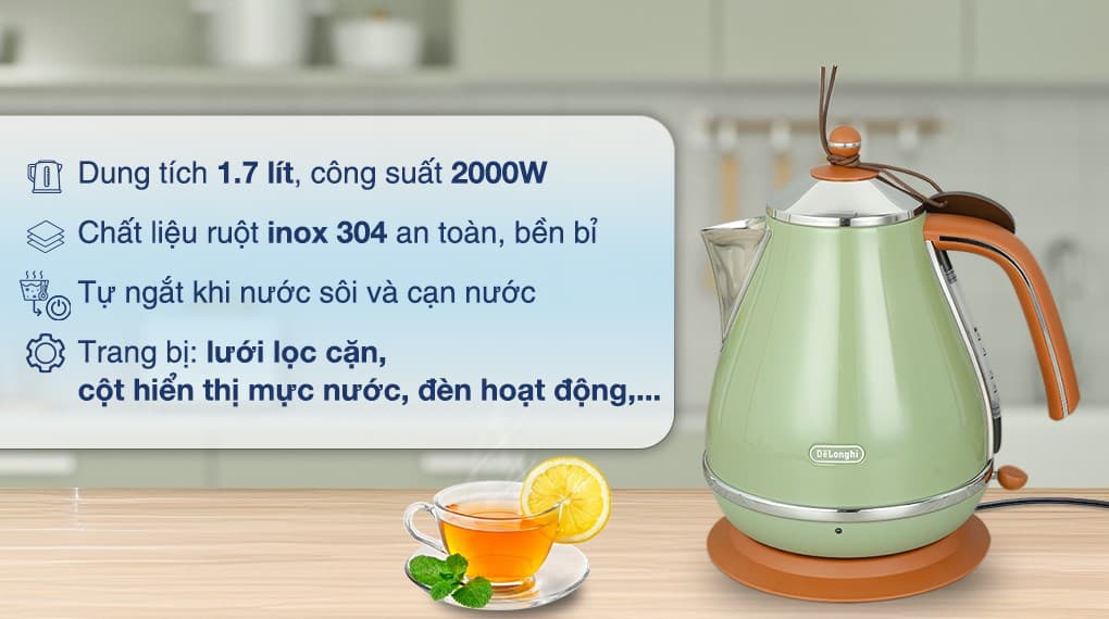 Ảnh Bình đun siêu tốc Delonghi 1.7 lít KBOV2001.GR