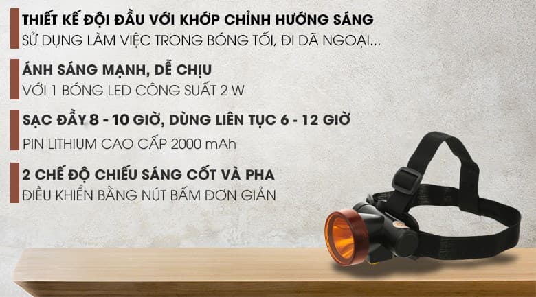 Ảnh Đèn pin sạc đội đầu Comet CRT1614
