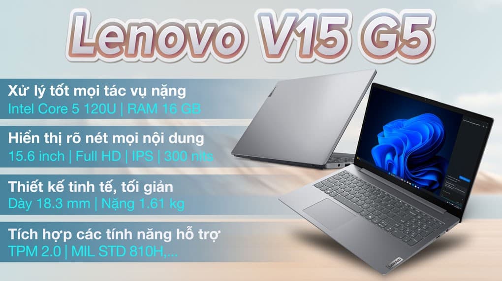 Ảnh Laptop Lenovo V15 G5 IRL Core 5 120U/16GB/512GB/Win11 (83HF0000VN)