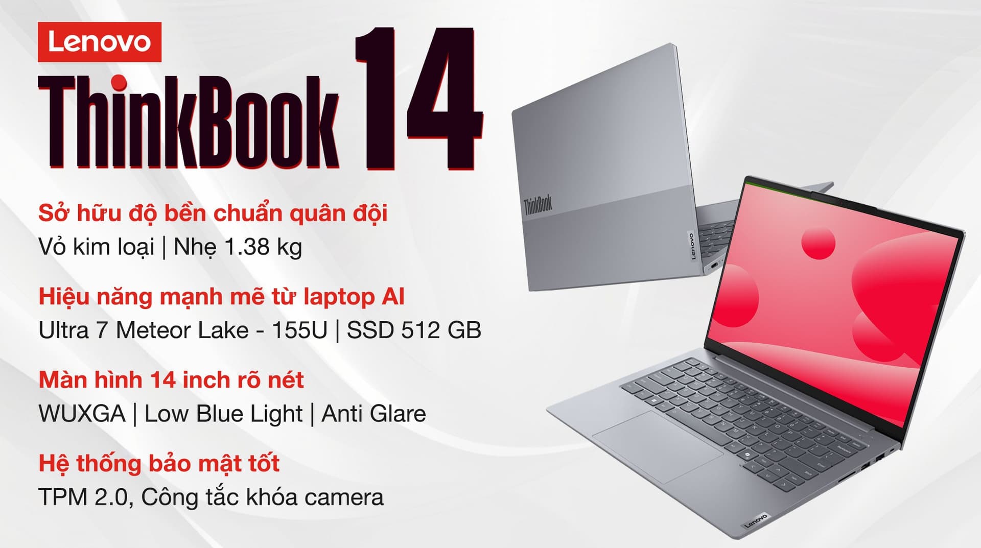 Ảnh Laptop Lenovo ThinkBook 14 Ultra 7 155U/16GB/512GB/Win11 (21MR0072VN)