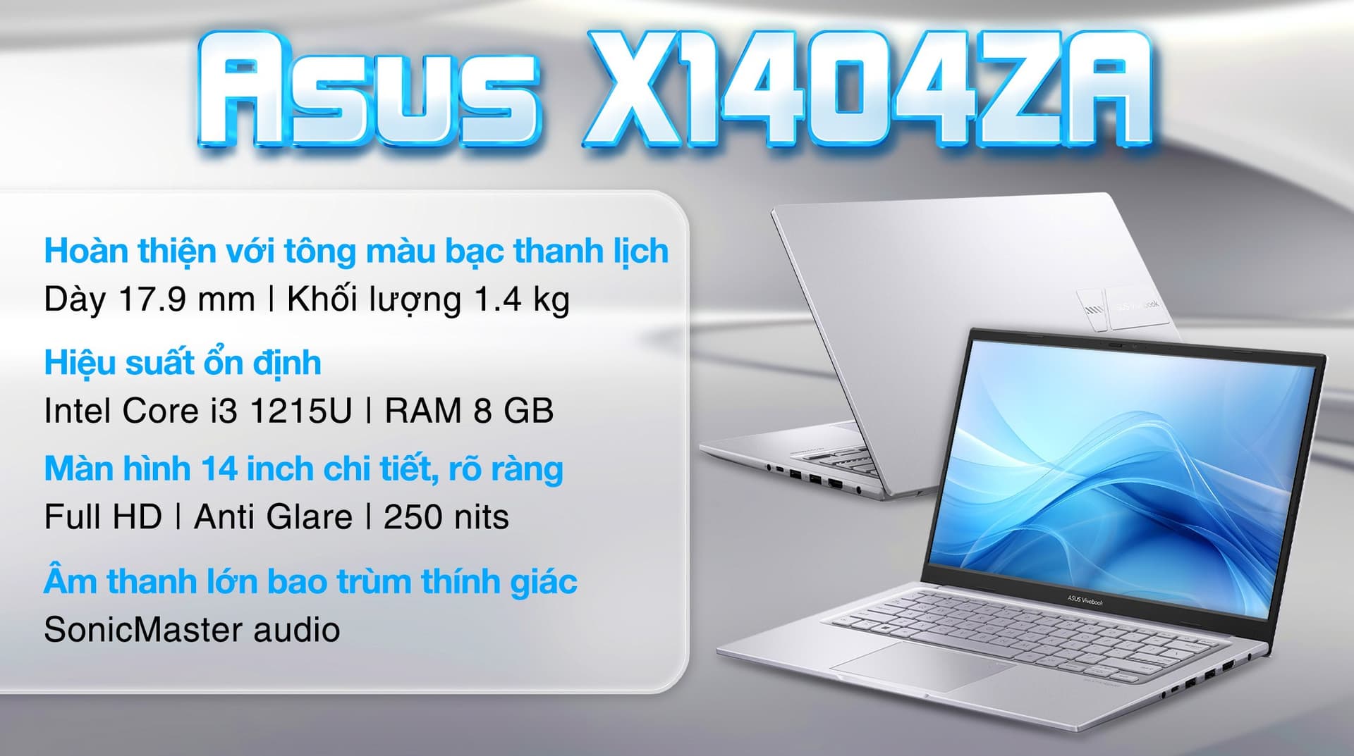 Ảnh Laptop Asus Vivobook X1404ZA i3 1215U/8GB/512GB/Win11 (NK246W)