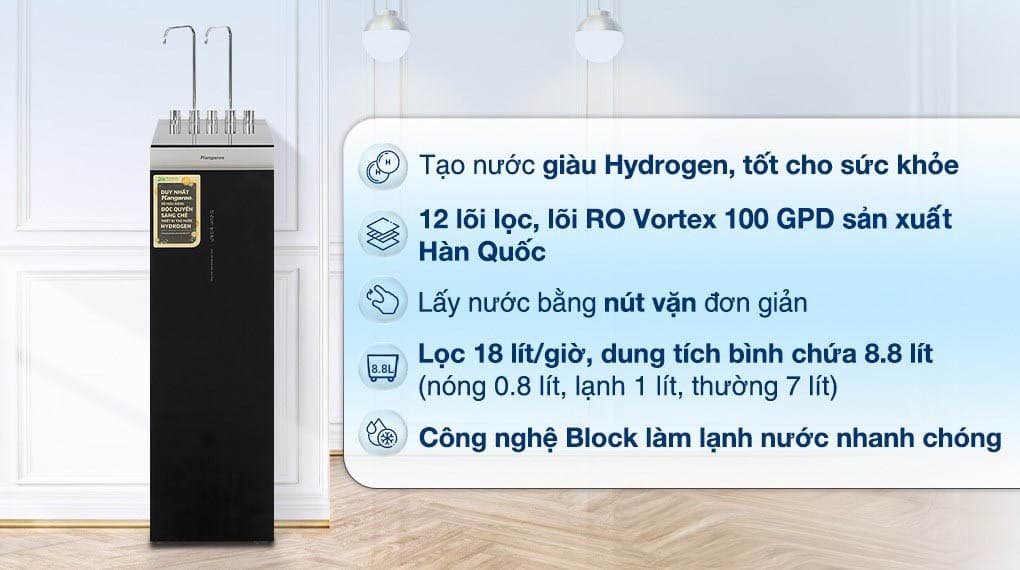 Ảnh Máy lọc nước RO nóng nguội lạnh Hydrogen Kangaroo Sumire KG12A8 12 lõi