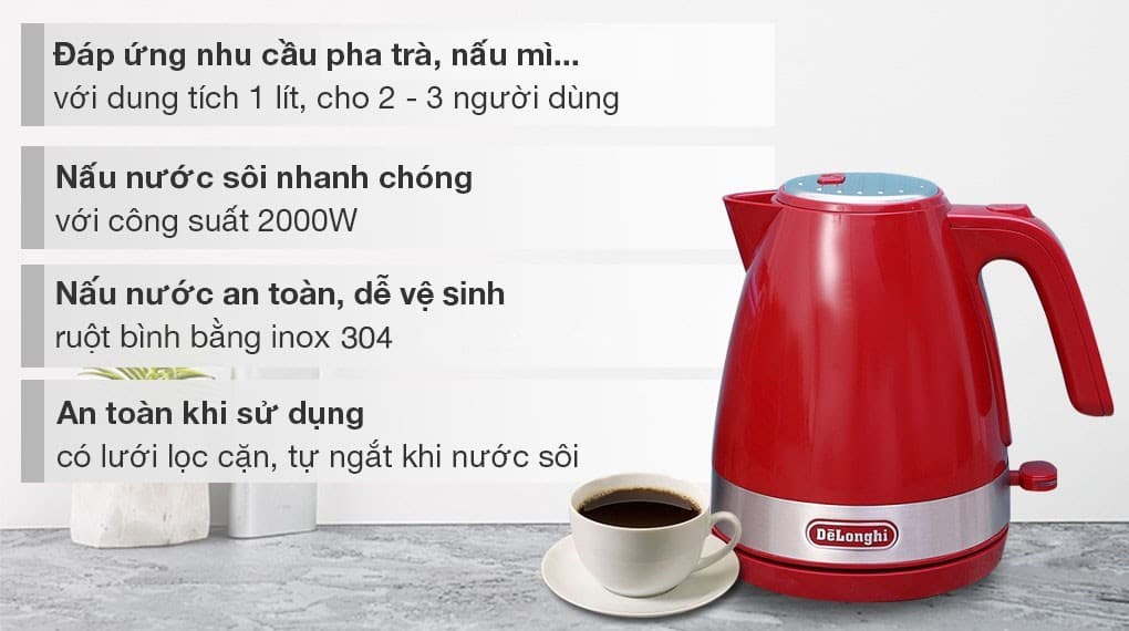 Ảnh Bình đun siêu tốc Delonghi 1 lít KBLA2000.R
