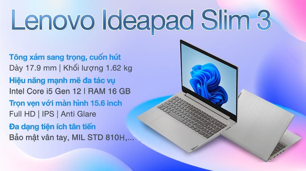 Ảnh Laptop Lenovo Ideapad Slim 3 15IAH8 i5 12450H/16GB/512GB/Win11 (83ER000EVN)
