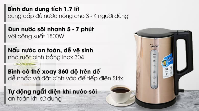 Ảnh Bình đun siêu tốc Midea 1.7 lít MK-317DW