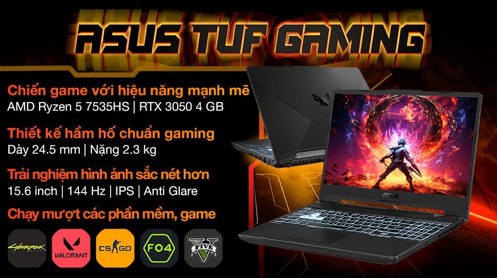 Ảnh Laptop Asus TUF Gaming A15 FA506NC R5 7535HS/16GB/512GB/4GB RTX3050/144Hz/Win11 (HN017W)