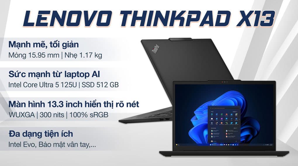 Ảnh Laptop Lenovo Thinkpad X13 Ultra 5 125U/16GB/512GB/Win11 Pro (21LU004NVN)
