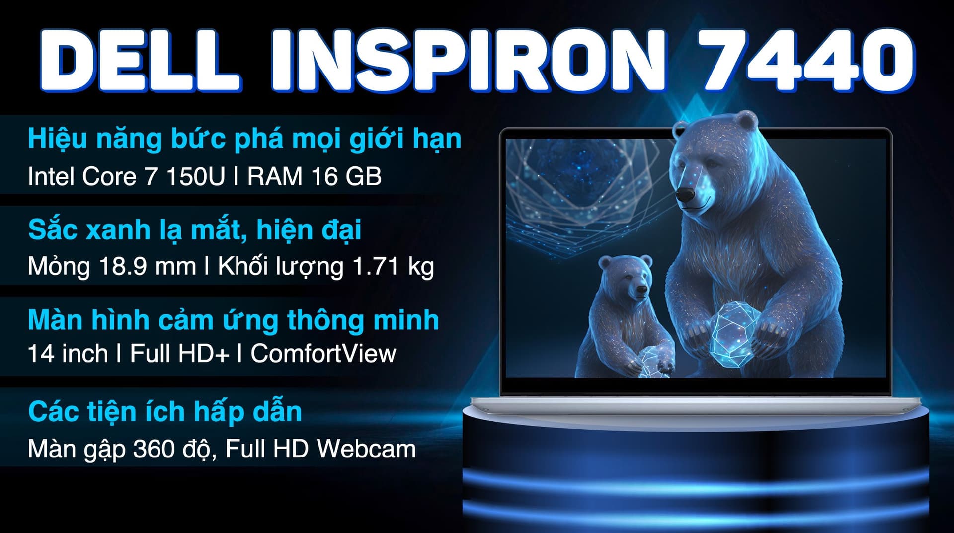 Ảnh Laptop Dell Inspiron 7440 Core 7 150U/16GB/1TB/Touch/Pen/OfficeHS/Win11 (N7440-C7U161W11IBU)