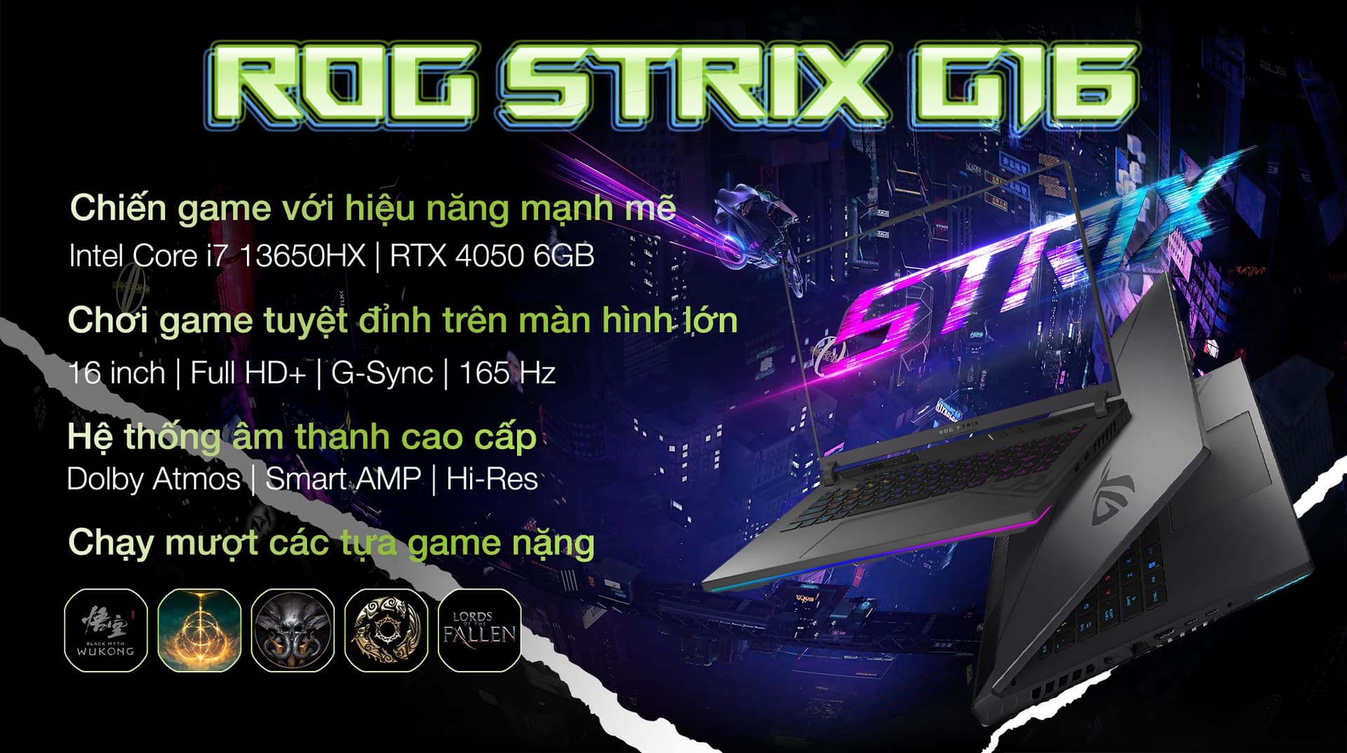 Ảnh Laptop Asus ROG Strix G16 G614JU i7 13650HX/32GB/1TB/6GB RTX4050/165Hz/Win11 (N3509W)