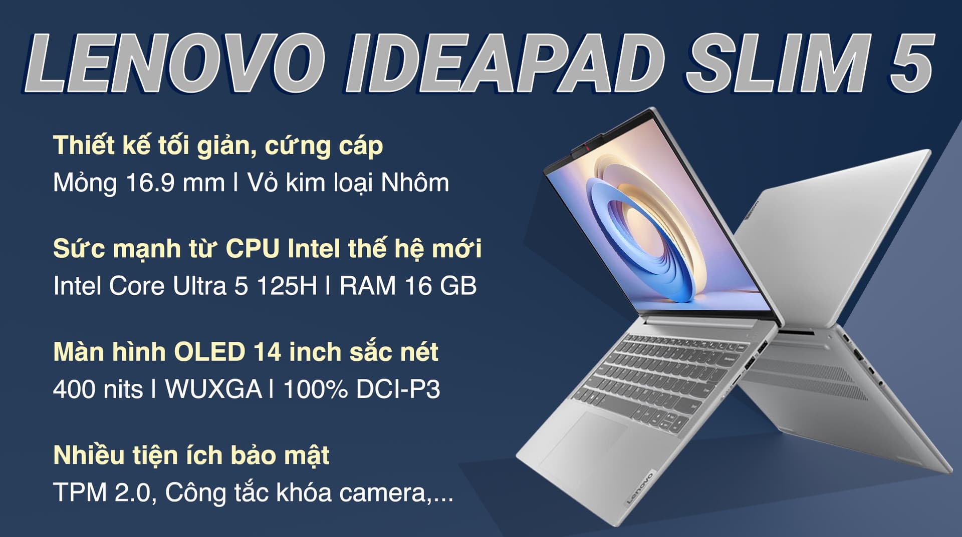 Ảnh Laptop Lenovo IdeaPad Slim 5 14IMH9 Ultra 5 125H/16GB/512GB/Win11 (83DA001NVN)