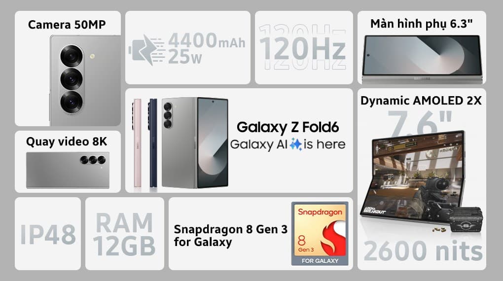 Ảnh Điện thoại Samsung Galaxy Z Fold6 5G 12GB/256GB