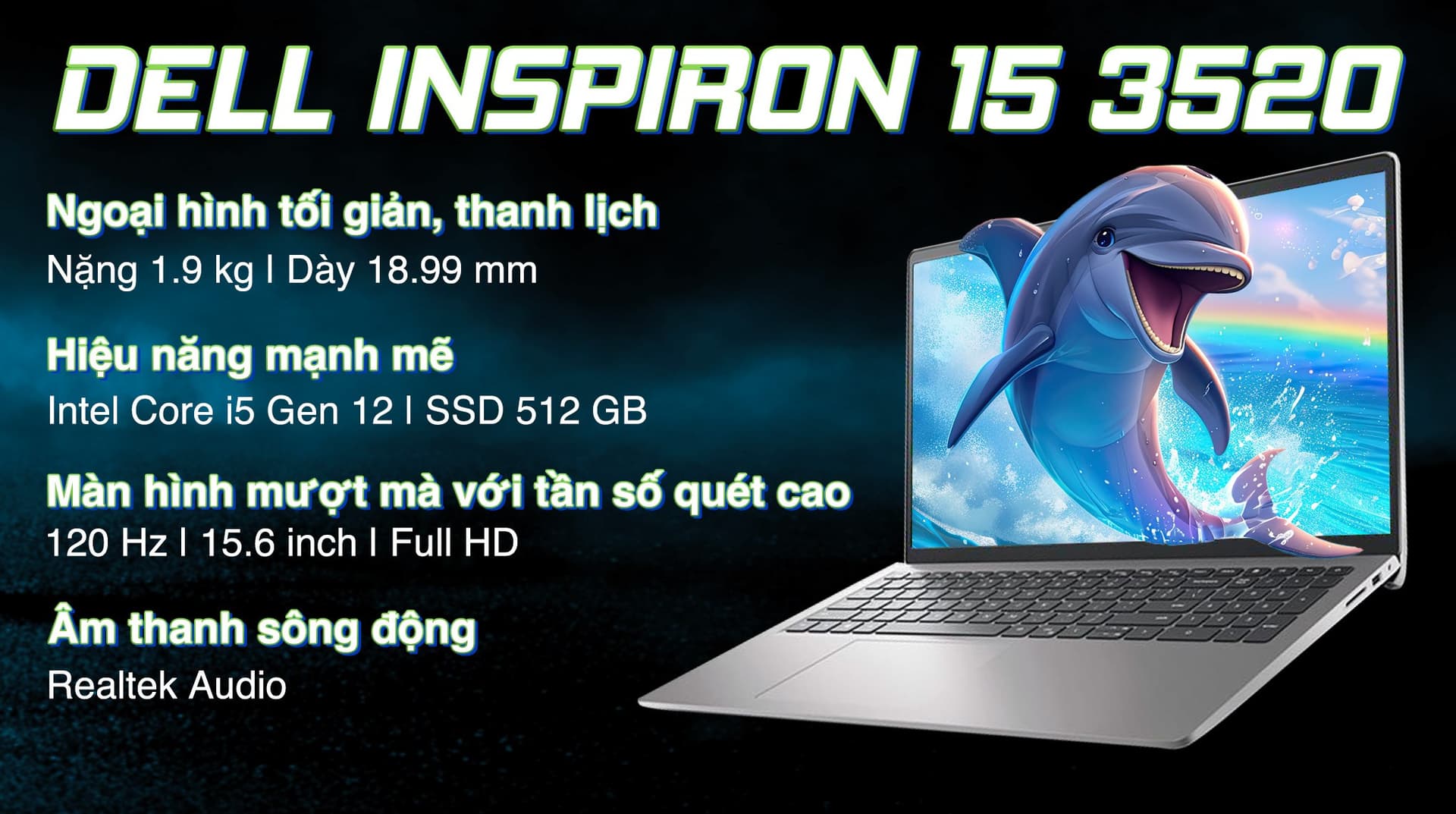 Ảnh Laptop Dell Inspiron 15 3520 i5 1235U/8GB/512GB/120Hz/OfficeHS/Win11 (N3520-i5U085W11SLU)