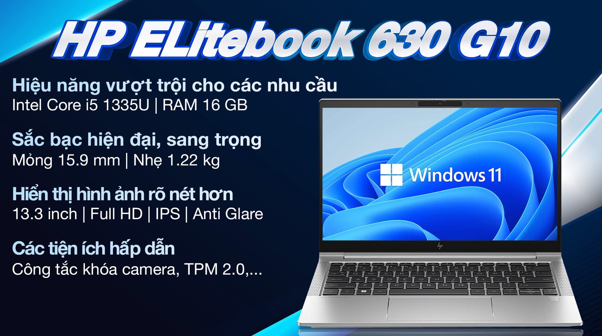Ảnh Laptop HP Elitebook 630 G10 i5 1335U/16GB/512GB/Win11 (9J0B4PT)