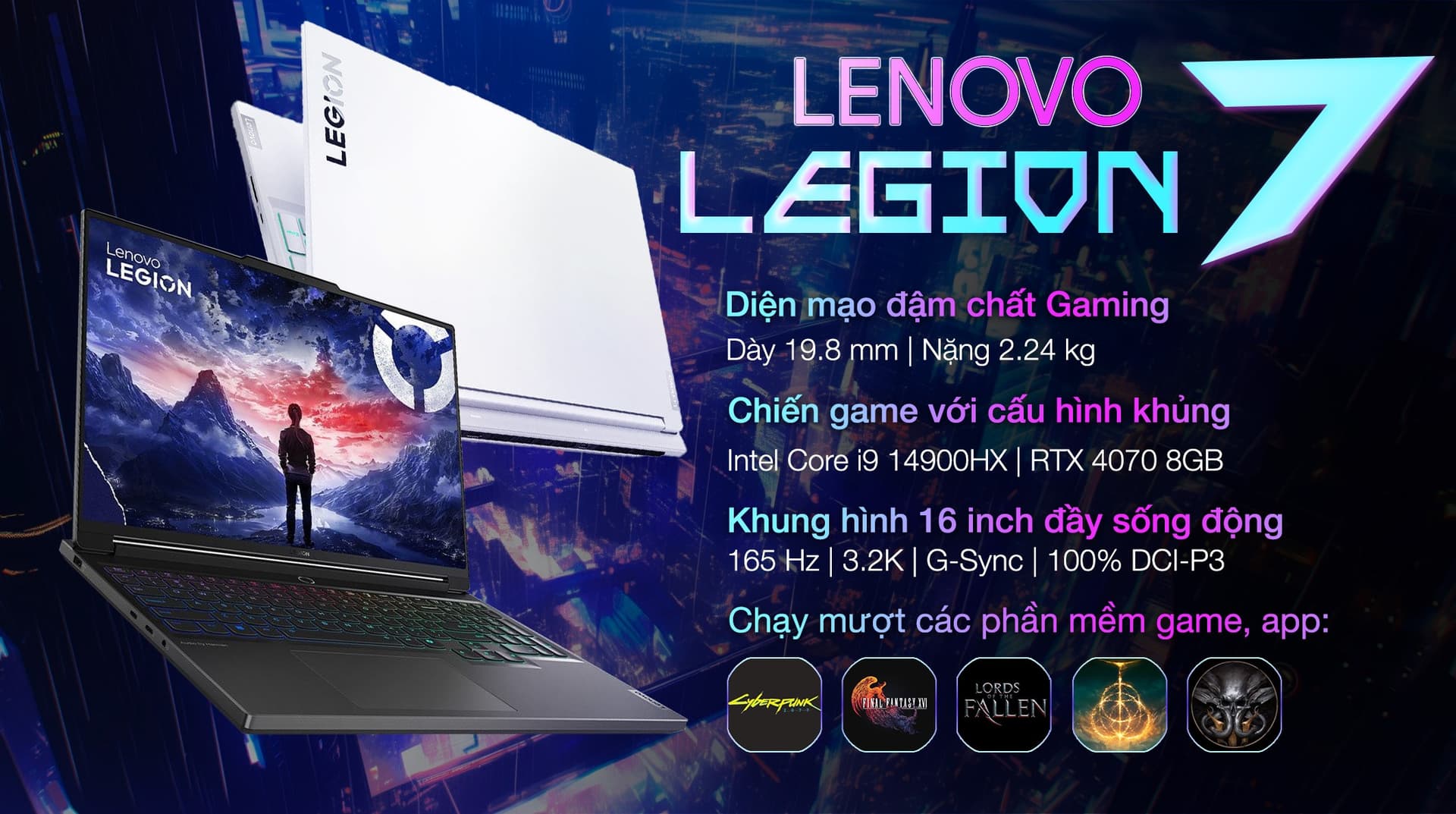 Ảnh Laptop Lenovo Legion 7 16IRX9 i9 14900H/32GB/1TB/8GB RTX4070/165Hz/Win11