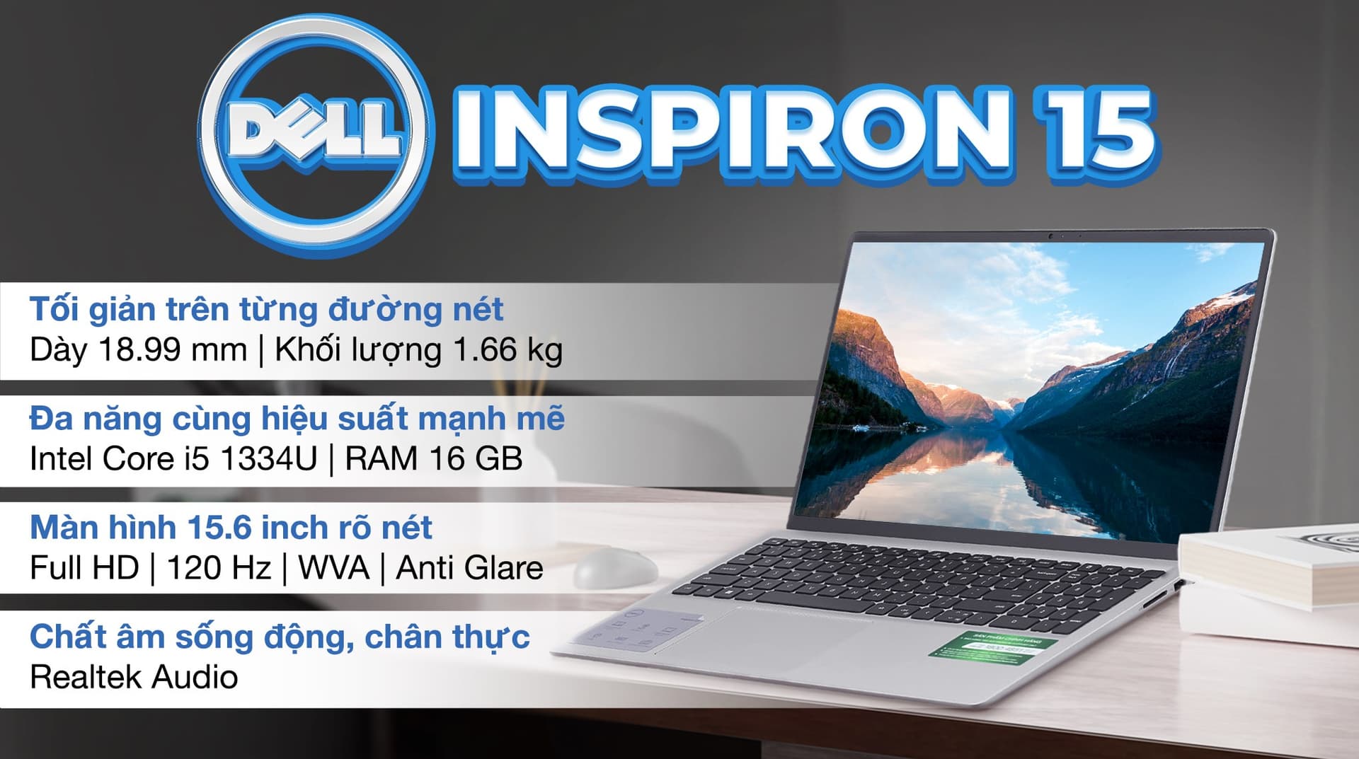 Ảnh Laptop Dell Inspiron 15 3530 i5 1334U/16GB/512GB/120Hz/OfficeHS/Win11 (N5I5340W1)